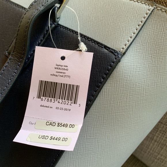 LAPTOP TOTE KATE SPADE CAMERON NCHTCP BLUE LEATHER - Picture 6 of 13